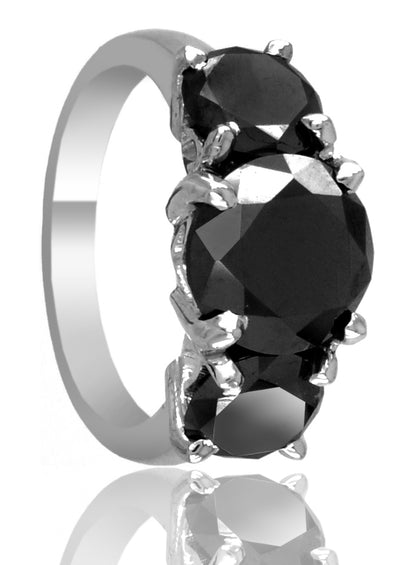2.50 Ct AAA Certified Black Diamond Stones Ring, Beautiful Design & Shine - ZeeDiamonds