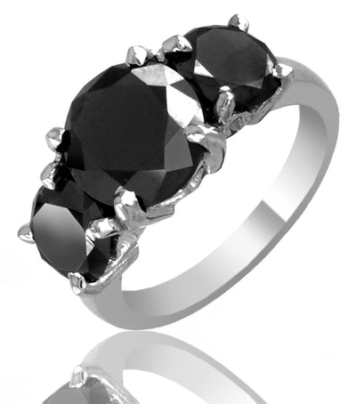 2.50 Ct AAA Certified Black Diamond Stones Ring, Beautiful Design & Shine - ZeeDiamonds