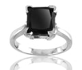 2.50 Ct Princess Cut AAA Certified Black Diamond Solitaire Ring, Great Shine & Luster - ZeeDiamonds