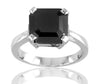 3 Ct Asscher Cut AAA Certified Black Diamond Solitaire Ring, Prong Setting - ZeeDiamonds