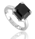 3 Ct Asscher Cut AAA Certified Black Diamond Solitaire Ring, Prong Setting - ZeeDiamonds