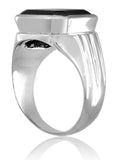 5 Ct Certified Asscher Cut Black Diamond Solitaire Men's Ring, Stunning Look - ZeeDiamonds