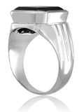 6 Ct Radiant Cut Black Diamond Men's Ring in 925 Sterling Silver - ZeeDiamonds