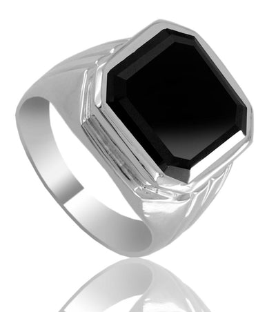 5 Ct Certified Asscher Cut Black Diamond Solitaire Men's Ring, Stunning Look - ZeeDiamonds