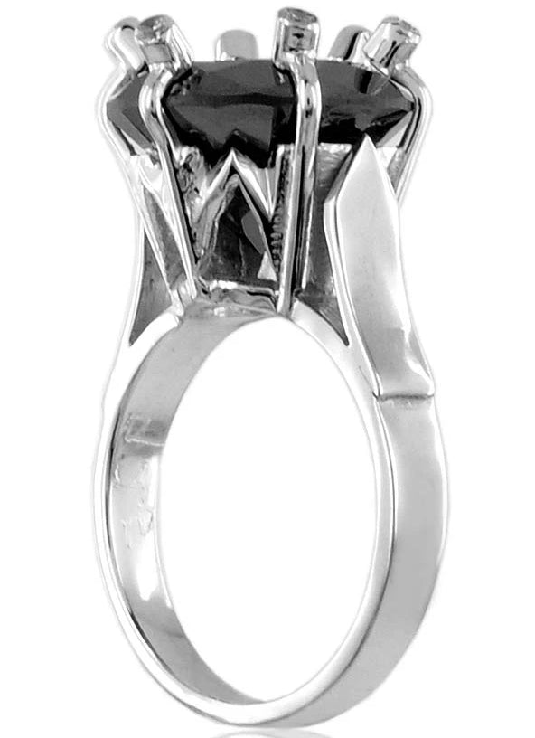 5 Ct Certified Black Diamond Heavy Ring With White Diamonds, Great Brilliance - ZeeDiamonds