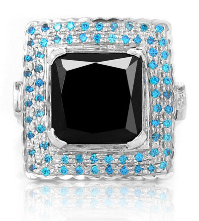 2 ct Gorgeous Black Diamond Cocktail Ring With Accents, Great Shine & Luster - ZeeDiamonds