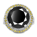 5-7 Ct Black Diamond Ring with Choice of Gemstone Accents - ZeeDiamonds