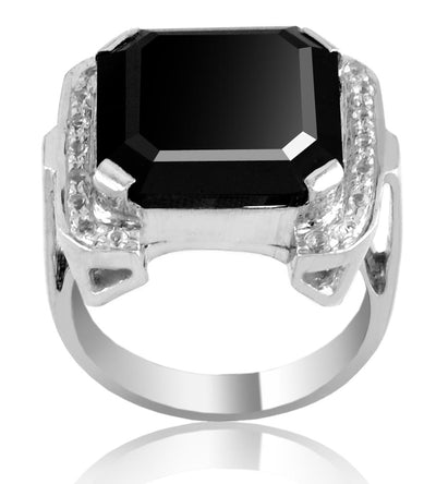 2.50 Ct Princess Cut Black Diamond Ring With Diamond Accents, Beautiful Design - ZeeDiamonds