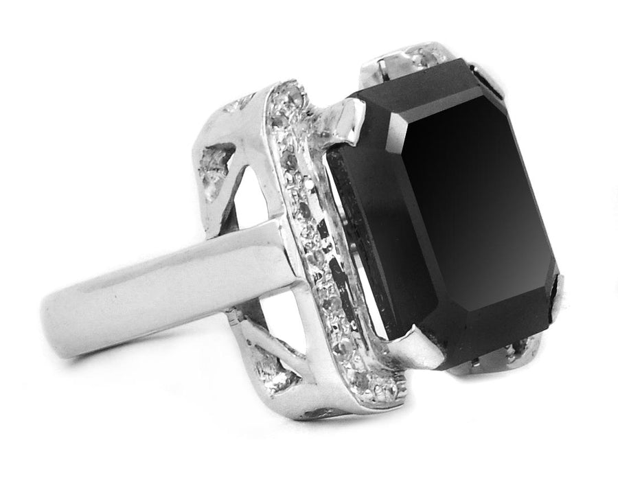 2.50 Ct Princess Cut Black Diamond Ring With Diamond Accents, Beautiful Design - ZeeDiamonds