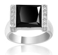 3 Ct Certified, Princess Cut Black Diamond Cocktail Ring with Diamond Accents - ZeeDiamonds