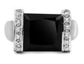 3 Ct Certified, Princess Cut Black Diamond Cocktail Ring with Diamond Accents - ZeeDiamonds