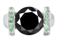 2 Ct Certified, Black Diamond Beautiful Ring With Emerald Gemstone Accents - ZeeDiamonds