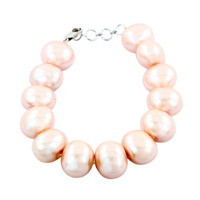 Peach Pearl (Moti) Gemstone Designer Bracelet Women's In 6-8.5 Inches - ZeeDiamonds