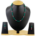 Single Strand Emerald & Ruby Necklace-Free Matching Dangler Earrings - ZeeDiamonds