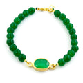 Natural Green Emerald (Panna) Bead Bracelet in Panchdhatu - ZeeDiamonds