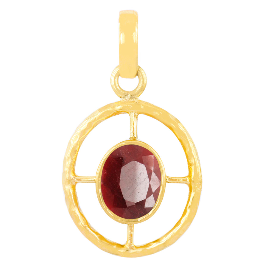 5.20 Ratti Ruby Gemstone Fancy Designer Pendant in Panchdhatu - ZeeDiamonds