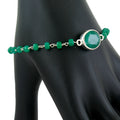 8 Ct Emerald Gemstone Sterling Silver Astrology Bracelet - ZeeDiamonds