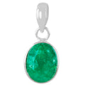 Natural 5.25 Ratti Emerald Oval Shape Gemstone Silver Pendant with Certifcate - ZeeDiamonds