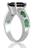 2 ct Princess Cut Black Diamond Ring with Gemstone Accents, Great Luster - ZeeDiamonds