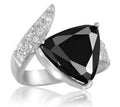 2 Ct Trillion Cut Black Diamond Ring With Diamond Accents, Designer Collection - ZeeDiamonds