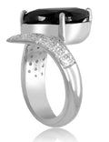 2 Ct Trillion Cut Black Diamond Ring With Diamond Accents, Designer Collection - ZeeDiamonds