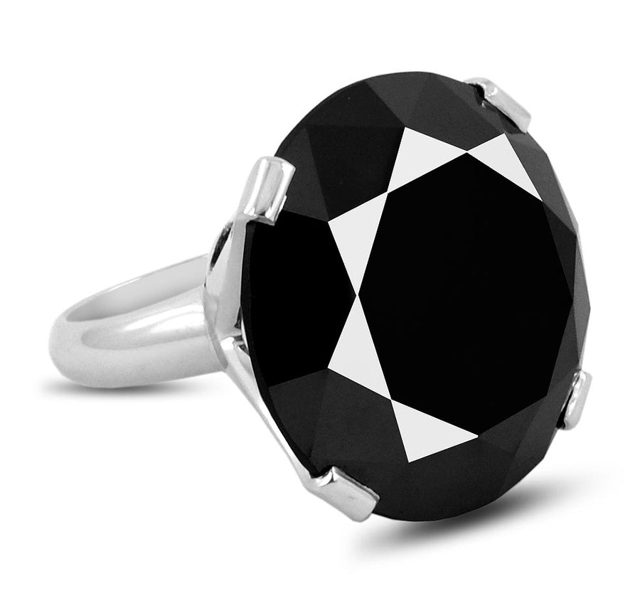8-10 Ct Round Black Diamond Women's Ring in 925 Silver - ZeeDiamonds