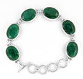 Green Oval Shape Emerald Gemstone Connector Bracelet - ZeeDiamonds