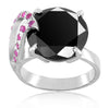 2.50 Ct Certified Black Diamond Ring With Ruby Gemstone Accents, Great Design - ZeeDiamonds