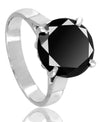 3.50 Ct Round Brilliant Cut Black Diamond Solitaire Ring, Elegant Shine & Luster - ZeeDiamonds