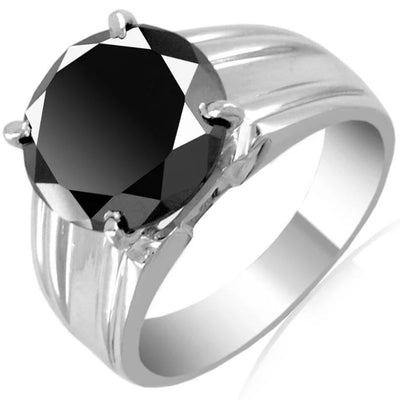 5 Ct Round Black Diamond Solitaire Ring in Prong Setting - ZeeDiamonds