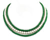 Three Strand Pearl (Moti) & Emerald Beaded Gemstone Fancy Necklace For Women's - ZeeDiamonds