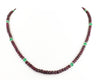 Single Strand Ruby Gemstone Necklace with Emerald Beads - ZeeDiamonds