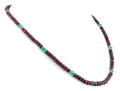 Single Strand Ruby Gemstone Necklace with Emerald Beads - ZeeDiamonds
