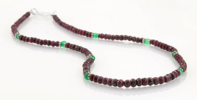 Single Strand Ruby Gemstone Necklace with Emerald Beads - ZeeDiamonds