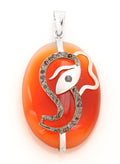 Designer Onyx Pendant With Ganesh Engraving With Rose Cut Diamonds - ZeeDiamonds