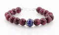 7-8 mm African Ruby Gemstone Bracelet With Blue Sapphire Bead - ZeeDiamonds