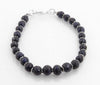 7-8 mm Natural Blue Sapphire Gemstone Beads Silver Goli Fancy Bracelet - ZeeDiamonds