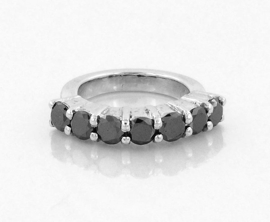 0.70 Ct Black Diamond Band Wedding Ring in 925 Sterling Silver - ZeeDiamonds