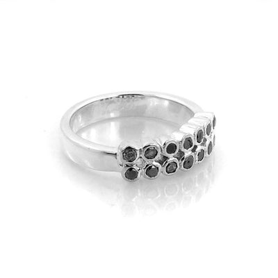 Certified Black Diamond Designer Ring Band in 925 Sterling Silver - ZeeDiamonds