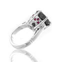 2 Ct Certified Designer Black Diamond Solitaire Ring With Ruby Accents, Excellent Cut - ZeeDiamonds