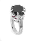 2 Ct Certified Designer Black Diamond Solitaire Ring With Ruby Accents, Excellent Cut - ZeeDiamonds