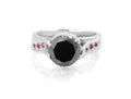 1.50 AAA Certified Black Diamond Solitaire Ring With Ruby Accents, Great Shine - ZeeDiamonds