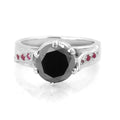 2 Ct Black Diamond with Ruby Accents, Ideal Engagement Ring - ZeeDiamonds