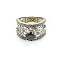 1.20 Ct Certified Black Diamond Solitaire Designer Ring with White Accents - ZeeDiamonds