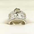 1.20 Ct Certified Black Diamond Solitaire Designer Ring with White Accents - ZeeDiamonds