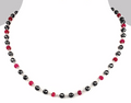 4-5 mm Ruby And Black Diamond Beads Sterling Silver Wire Necklace - ZeeDiamonds