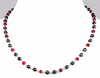 4-5 mm Ruby with Black Diamond Beads Sterling Silver Wire Necklace, Ideal Gift for Birthday, Anniversary , Certified! Free Diamond Studs.