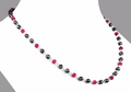 4-5 mm Ruby And Black Diamond Beads Sterling Silver Wire Necklace - ZeeDiamonds