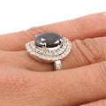 4 Ct, Certified Black Diamond Ring with White Diamond Accents - ZeeDiamonds