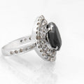 4 Ct, Certified Black Diamond Ring with White Diamond Accents - ZeeDiamonds